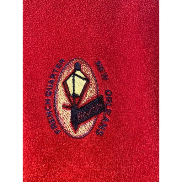 Coconut Pier Mens Lg Red Fleece Pullover French Quarter New Orleans Mardi Gras - Picture 3 of 8